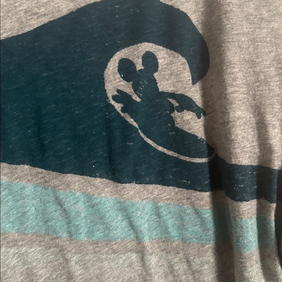 Disney Parks Gray and Blue Mickey Surf Wave Long Sleeve Henley - Picture 3 of 9